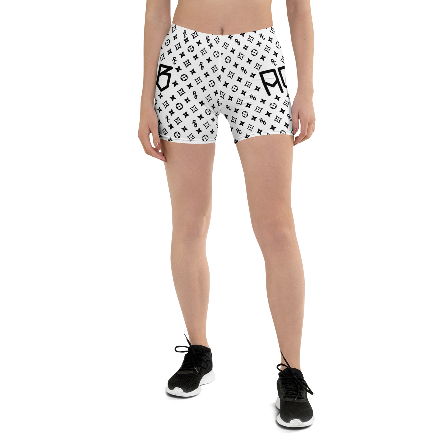Womens ACAB LV Print Yoga Shorts - White