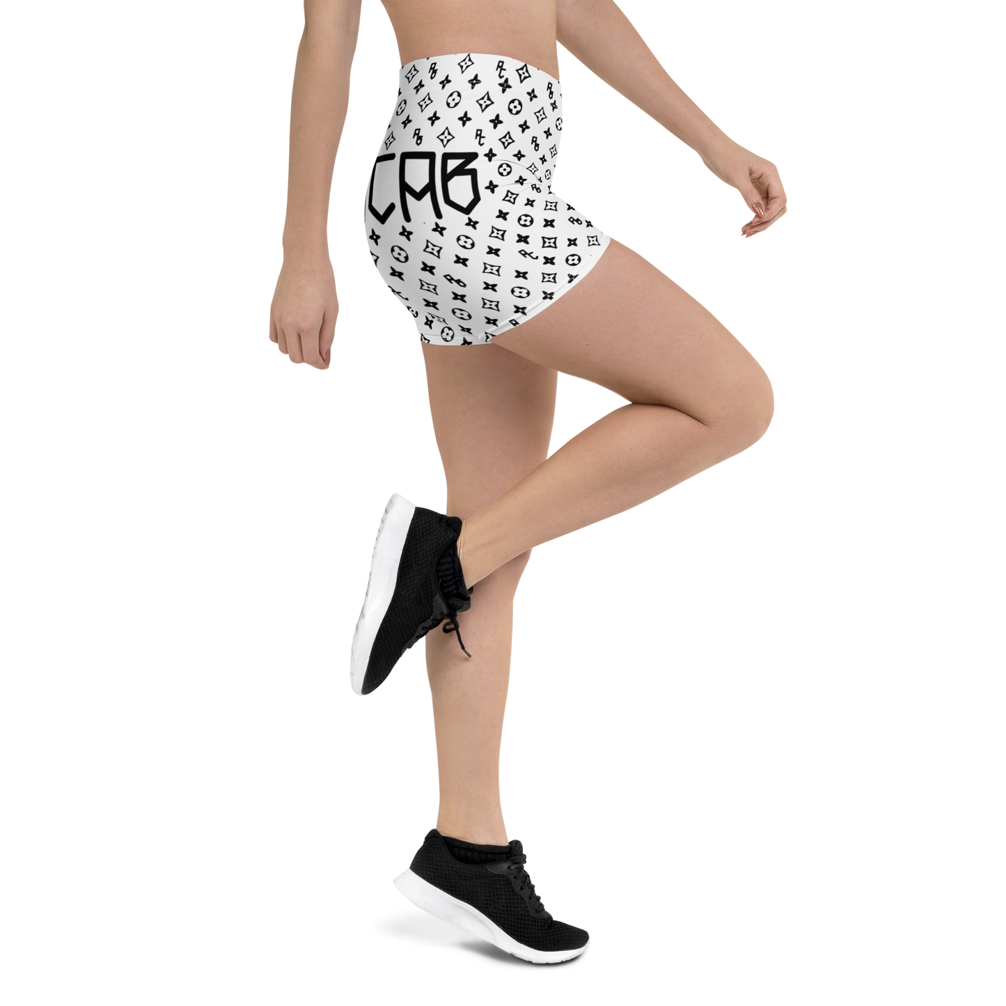 Womens ACAB LV Print Yoga Shorts - White