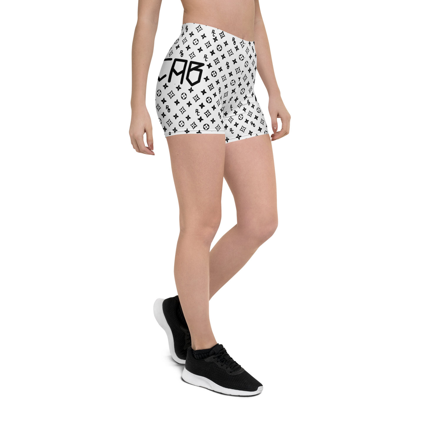 Womens ACAB LV Print Yoga Shorts - White