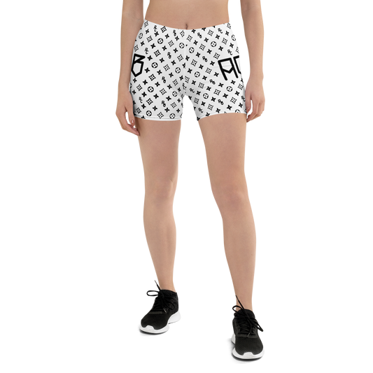 Womens ACAB LV Print Yoga Shorts - White